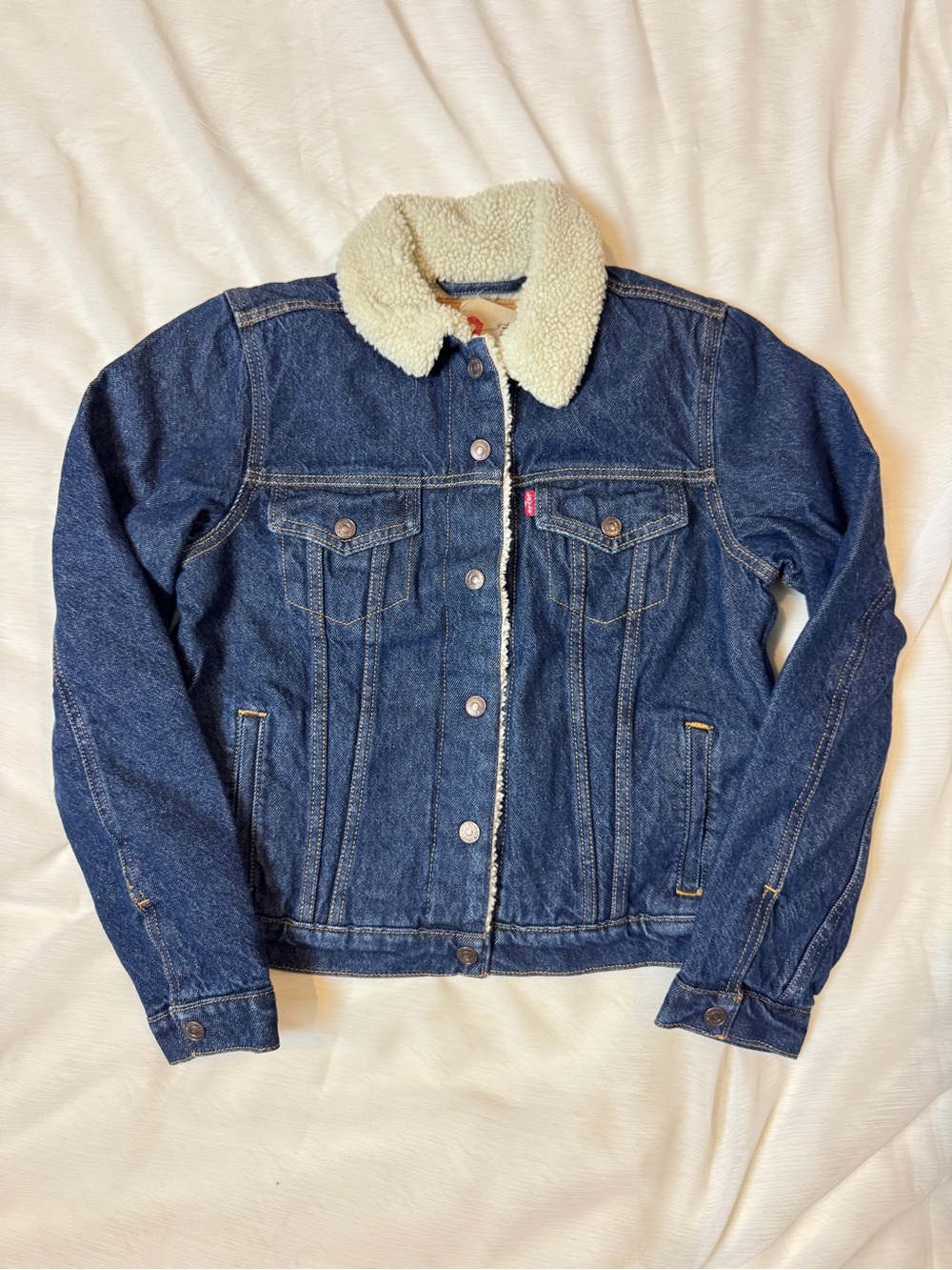 Levi's Women Dark Blue Denim Sherpa Trucker Jacket